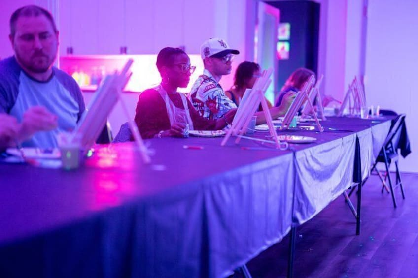 NEON Starry Night Sip and Paint Experience 5