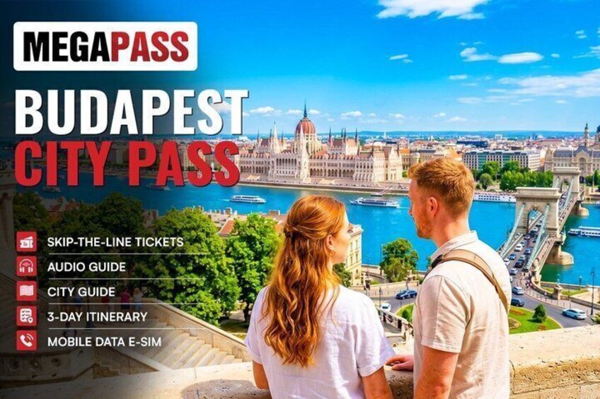 A couple overlooking Budapest's Parliament Building and Danube River. 1