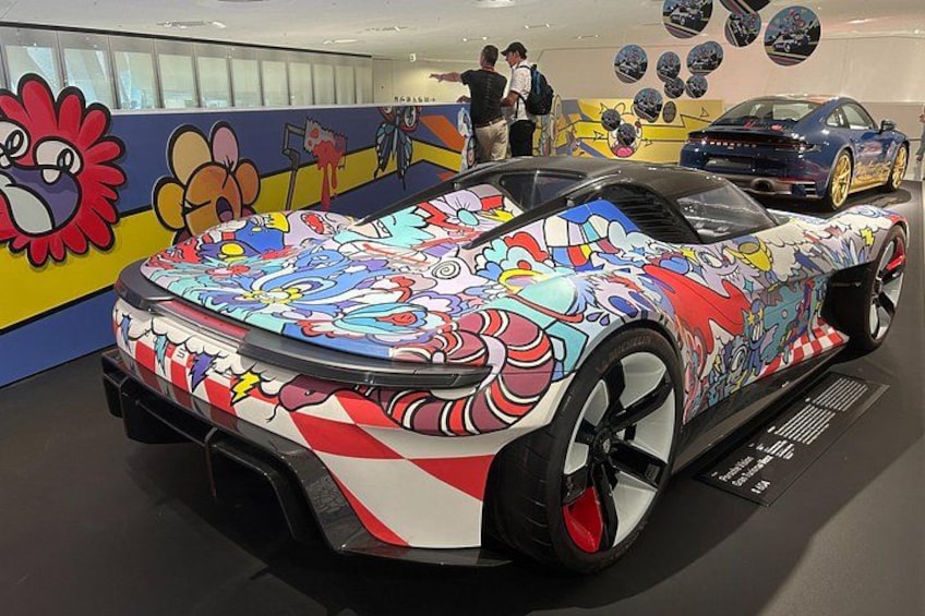 A colorful sports car with a vibrant, cartoonish design. 4