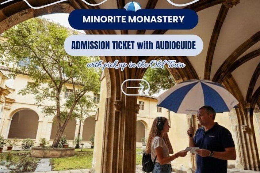 A person holding an admission ticket with an audioguide at Minorite Monastery. 1