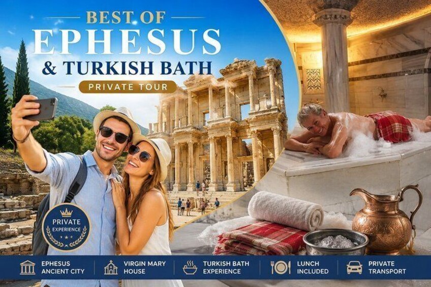 Eine private Führung durch Ephesus und ein türkisches Bad, inklusive Besuch des Marienhauses. 1