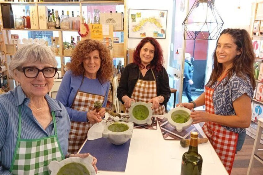 Genoese Pesto Lesson with Mortar, Pasta Tasting and Local Wine 2
