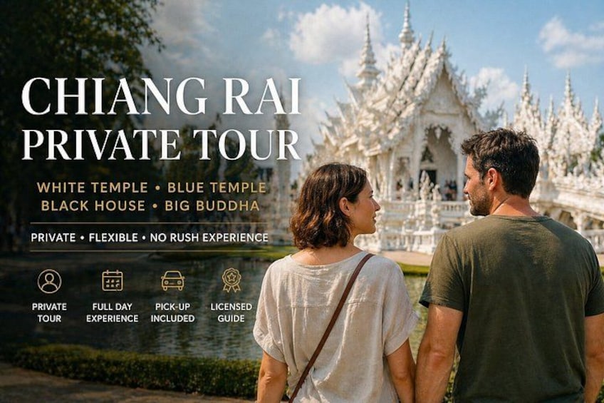 Un tour privato a Chiang Rai con il Tempio Bianco, il Tempio Blu, la Black House e il Grande Buddha. 1