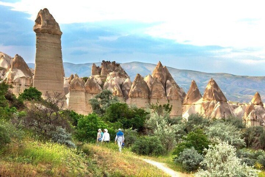 A landscape with unique rock formations and a path. 5