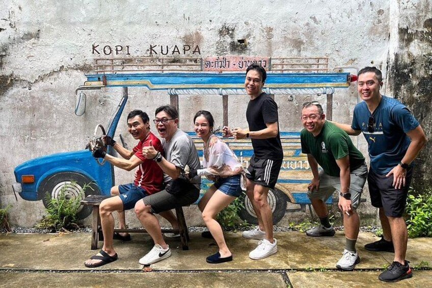 When the tuk-tuk is painted on the wall but the joy is 100% real!
Unforgettable laughs on our Takuapa Old Town tour. 5