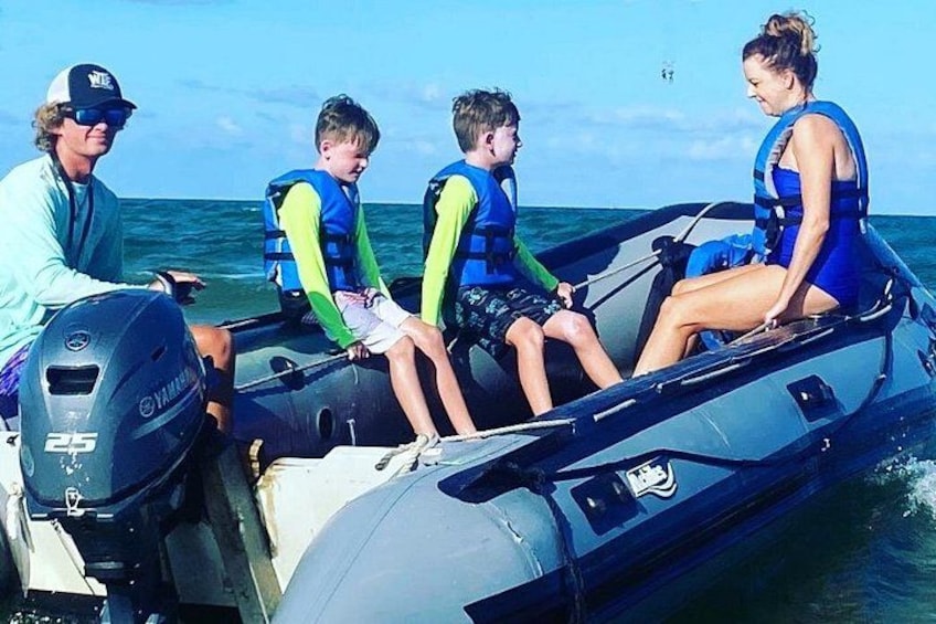 Fun dinghy ride to and from the Parasail Boat. Sonny’s Beach Service, South Padre Island 2