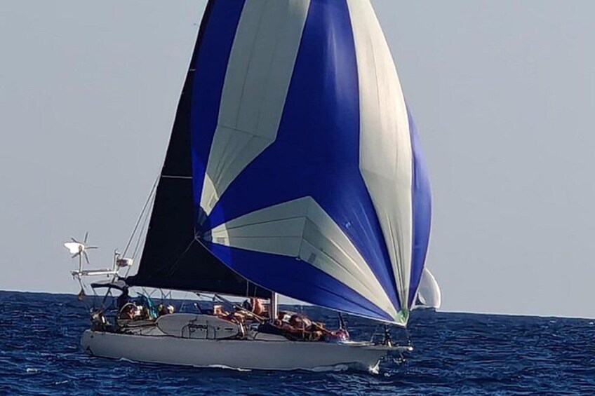 Un voilier avec une grande voile sur une étendue d’eau. 4