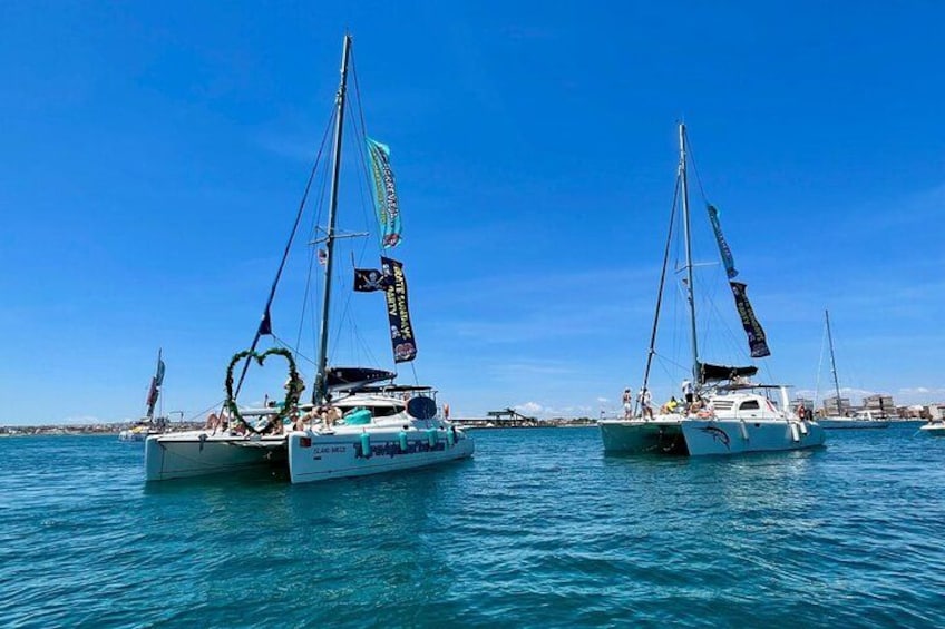 Our boats on the way to the party destignation 2