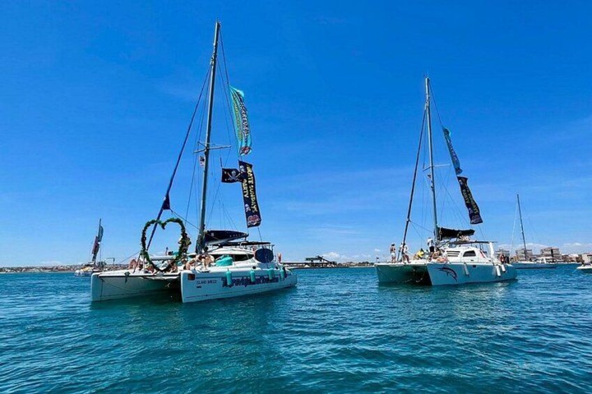 Our boats on the way to the party destignation 2