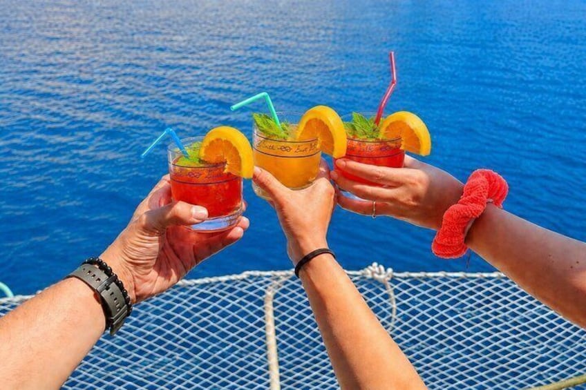 Rhodes Private Luxury Cruise MediterAsian Lunch Champagne coctail 3