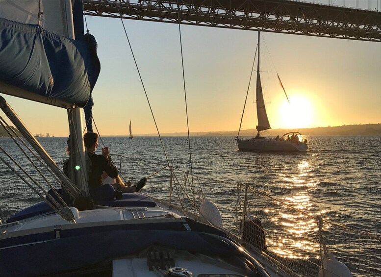 Picture 2 for Activity Lisbon: Private Sunset Sailing Tour with Champagne