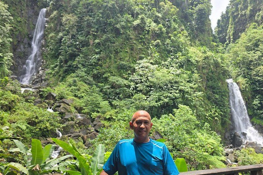 Trafalgar Falls, the famous twin waterfalls are a 20-minute drive from Roseau. The only twin waterfall on the island. It is often referred to as “Mother” and “Father. 4