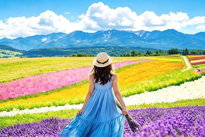 Hokkaido Farm Tomita Shikisai Hill Waterfall& Blue Pond Day Tour 1