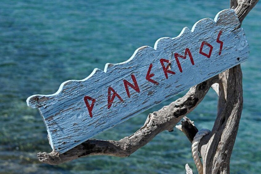 Un letrero de madera con la palabra 'PANERMOS' escrita, sujeto a una rama de árbol. 3