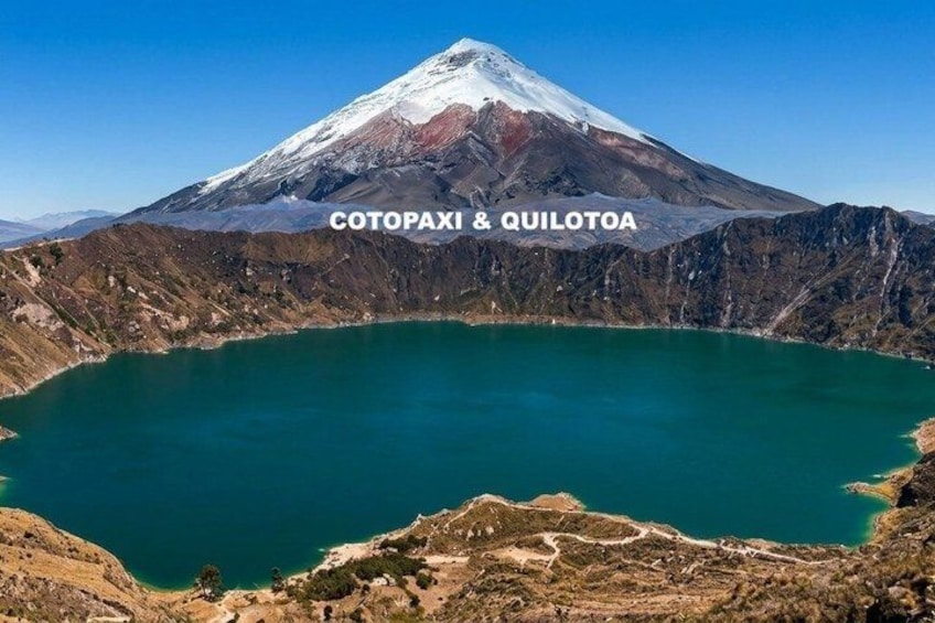 Volcanes Cotopaxi y Quilotoa, un lago de cráter y el terreno circundante. 1