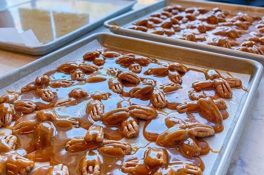 Fresh, house made pecan pralines at Bubba's Sweet Spot. 3