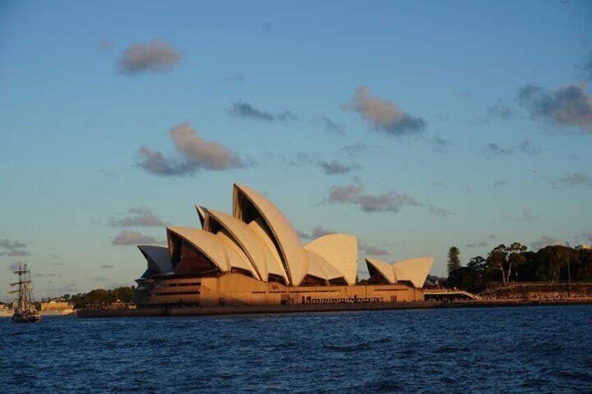 The Sydney Opera House with its distinctive sail-like design, situated by the water. 5