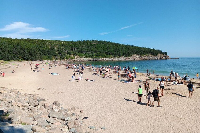 Visitors soak up the sun at Sand Beach in Acadia National Park. 5