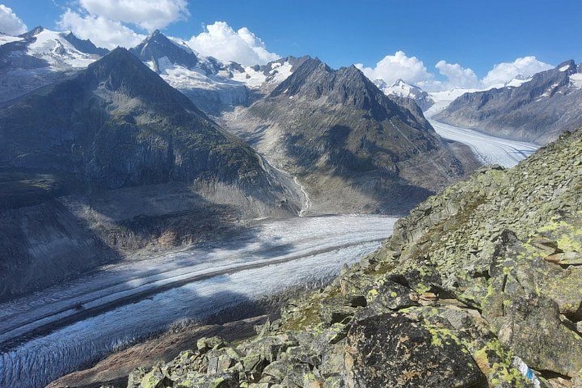 A glacier valley with mountains and a glacier. 4