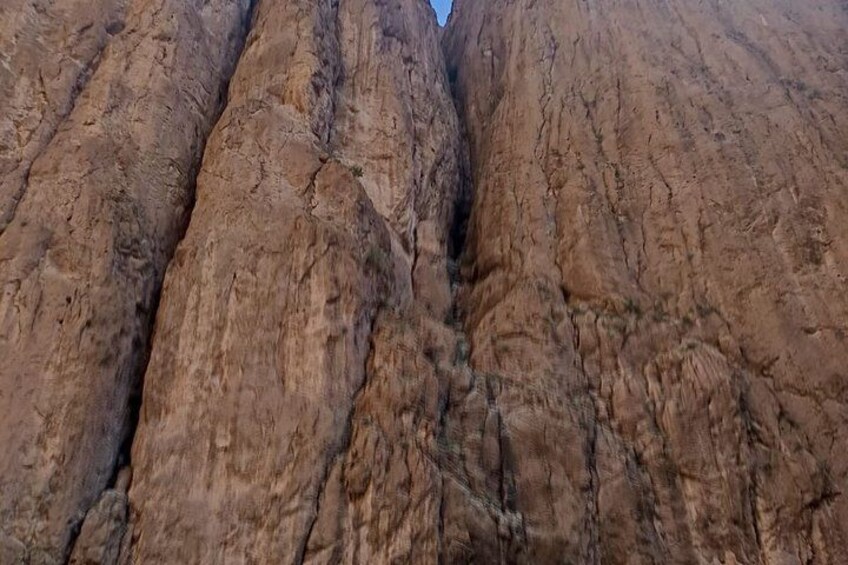 A close-up of a canyon's textured rock face. 3
