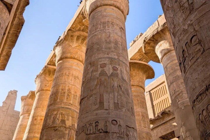 Ancient Egyptian columns with hieroglyphs. 3