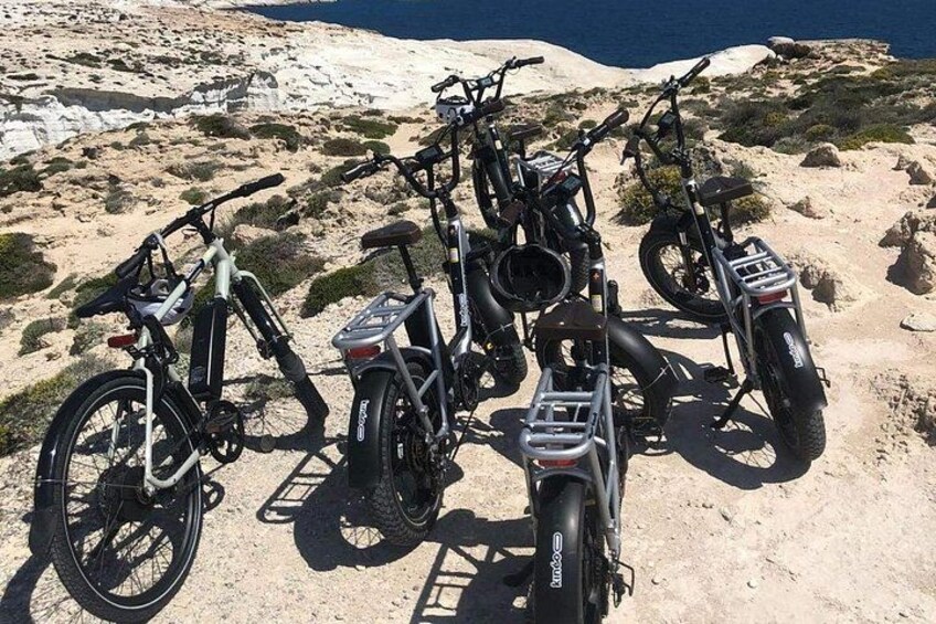 Our e-bikes at Sarakiniko beach 2