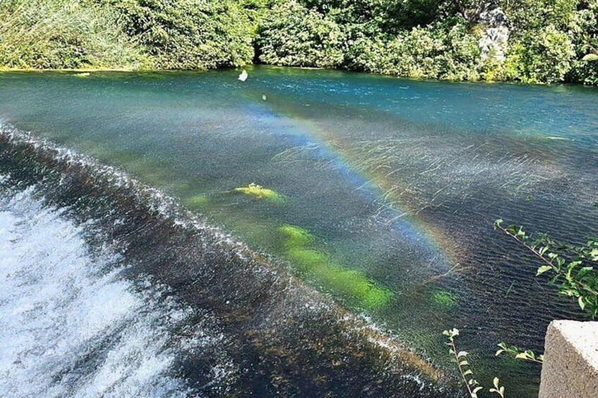 Une rivière aux eaux claires, une cascade et une végétation luxuriante tout autour. 4