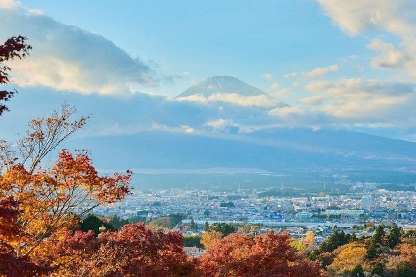 A cityscape with a mountain in the background. 4