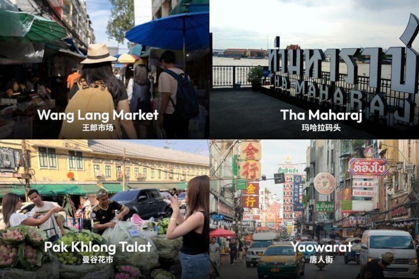Bustling markets, traditional architecture, and street signs in a city. 5