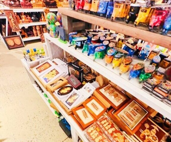 Shelves stocked with various packaged goods, including snacks and possibly food items. 2