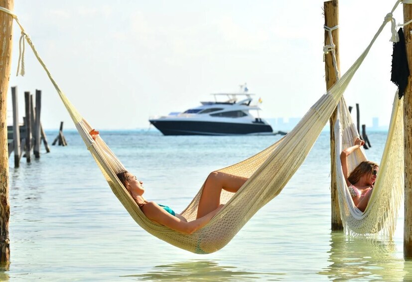 Luxury Catamaran to Isla Mujeres: Beach Club, Buffet,  Drinks and transfer 2