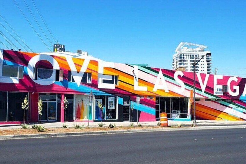 A colorful building with 'LOVE LAS VEGAS' written on it. 5