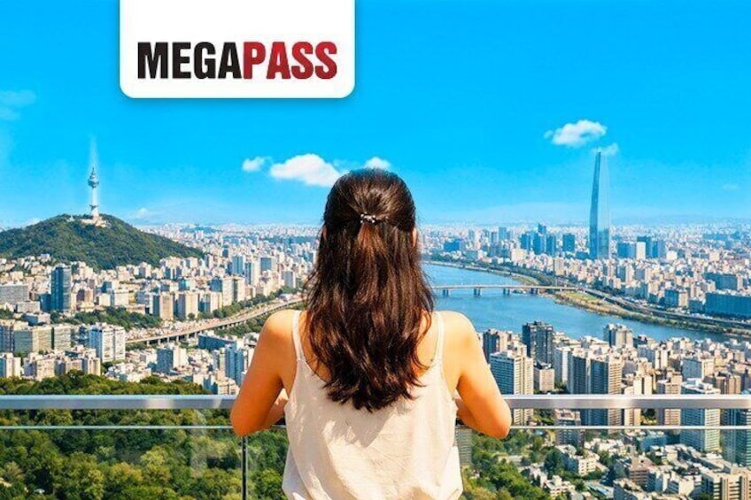 A person overlooking a cityscape with a prominent tower and a river. 1