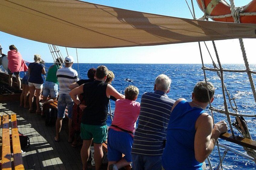 Folk på en båd med udsigt over havet. 2