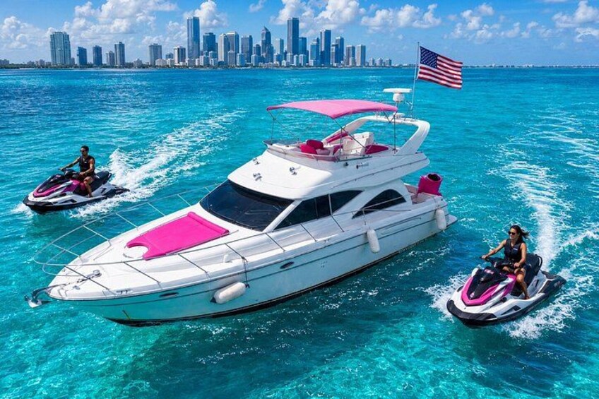 Bad Bunny Pink Yacht Rental In Miami 50ft Luxury Pink Charter 1