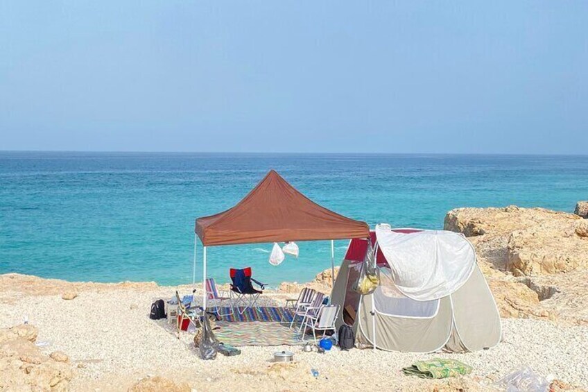 Experience Beach Camping Explore Wadi Shab Mibam 2 day BBQ Guided 1