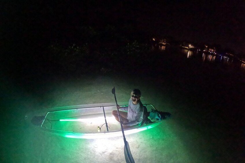 90 Minute LED Illuminated Clear Kayak Night Adventure Tour 4
