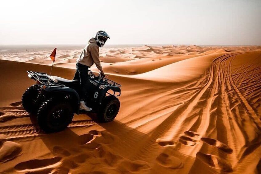 Eine Person fährt mit einem Geländewagen eine Sanddüne hinauf. 5