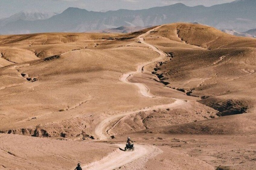 Un extenso paisaje desértico con carreteras sinuosas y montañas lejanas. 2