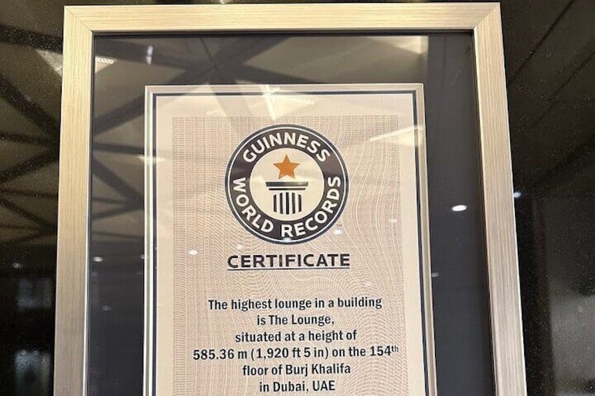 A Guinness World Records certificate framed and displayed. 3