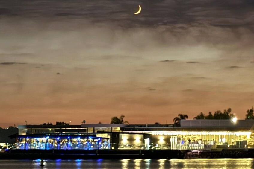 Crescent moon over Coasterra 2