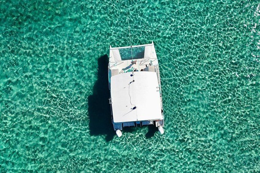 Anchored in the turquoise shallows at Peanut Island—your perfect spot to swim, float, and relax. 5