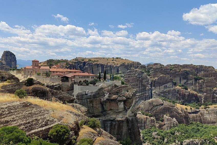 A view from the grand deck of Meteora looking over the monasteries. 1