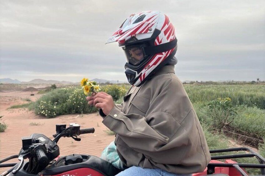 Una persona conduce una motocicleta en un paisaje desértico. 2