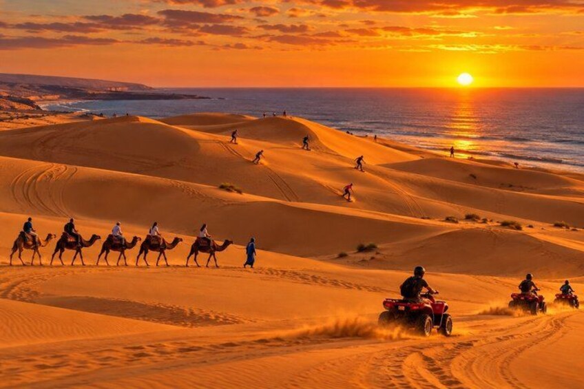 Paesaggio desertico con dune di sabbia e un tramonto. 3