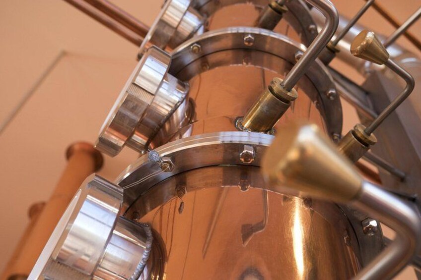A metallic structure with pipes and valves. 2