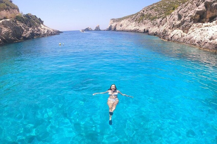 Swimming in blue water 4