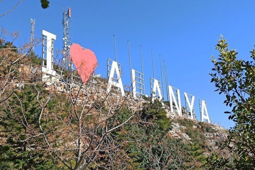 The word 'Istanbul' in large letters on a hill with a red heart in front. 3