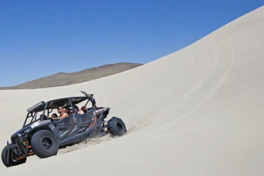 Ein Fahrzeug fährt auf einer Sanddüne. 2