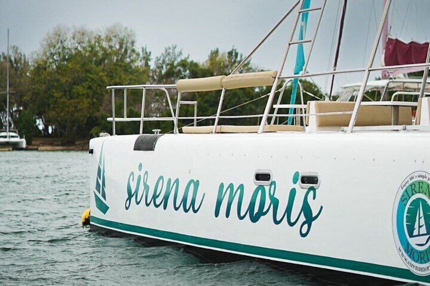 A boat named 'sirena moris' on water. 5